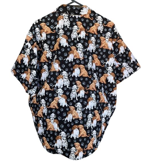 Vintage Caribou New York Button Up Shirt Womens Plus Size 1X Cats Dogs Paw Print - Picture 2 of 8